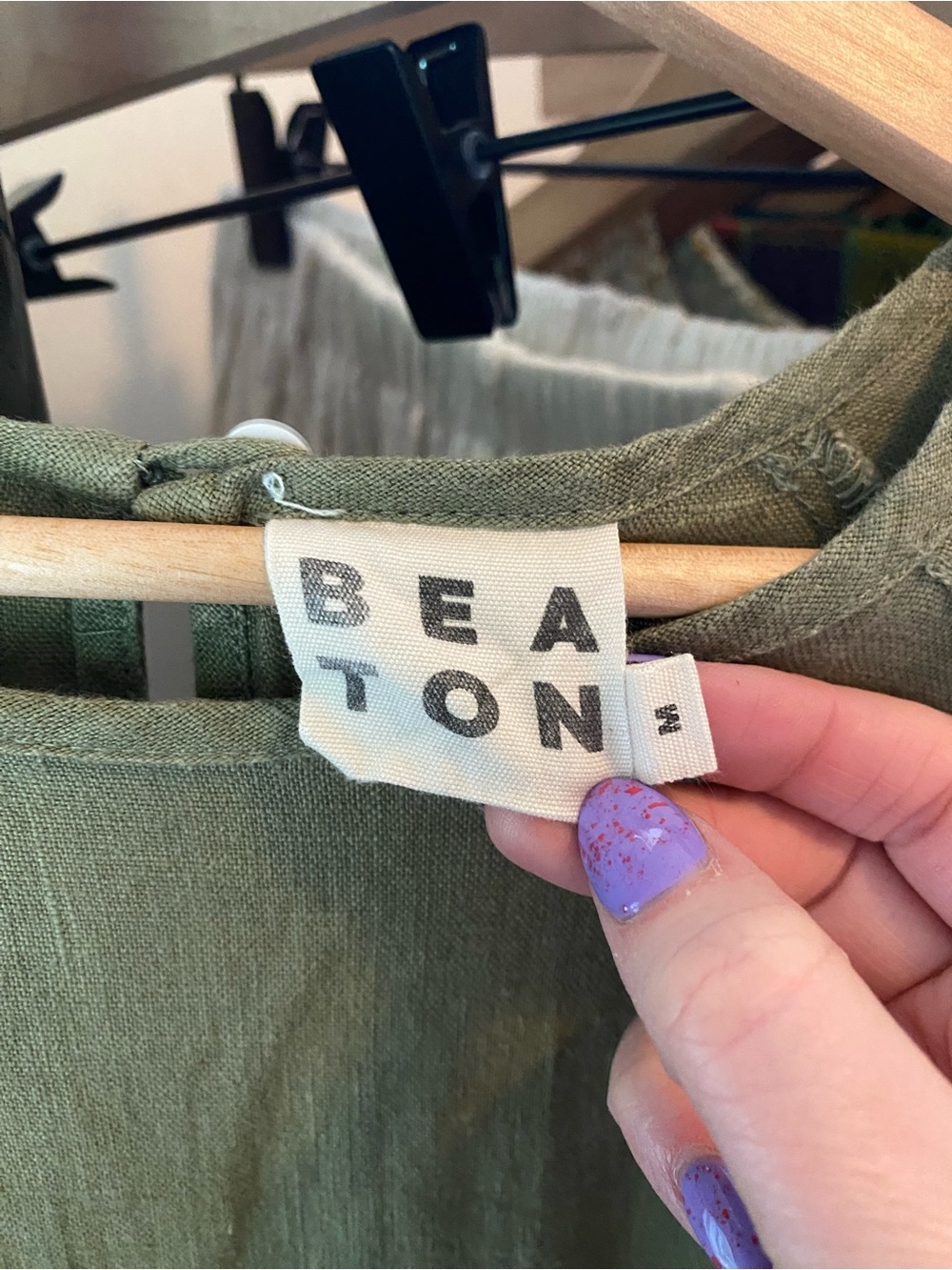 Beaton Linen ‘River’ Dress in Basil Sz M - Picture 5 of 5